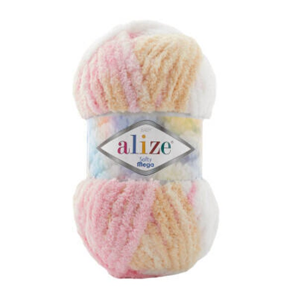 Alize Softy Mega 6046 Rosa/Gelb/Weiß