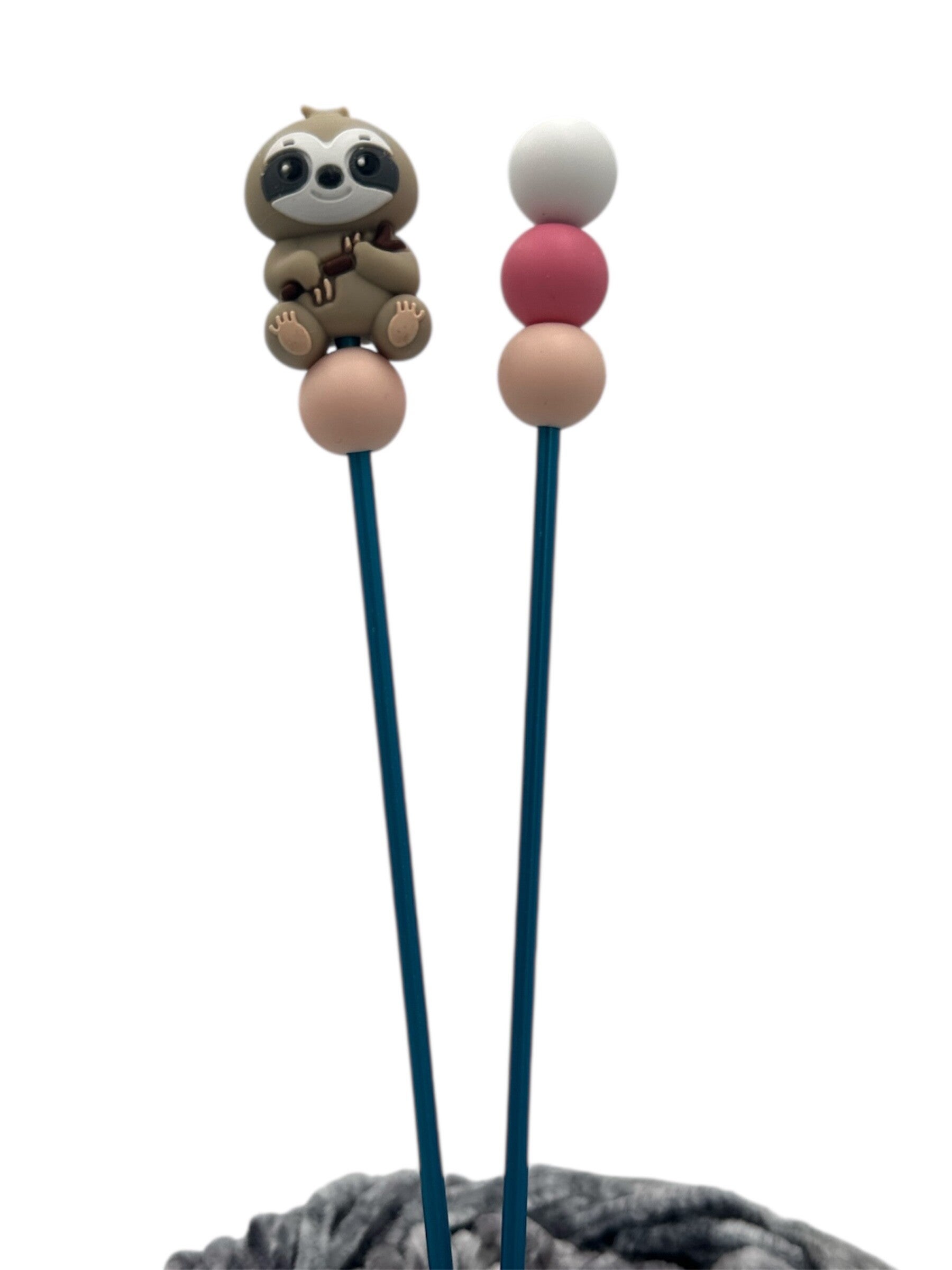 Amigurumi-Sticks Faultier Pink  1 Paar