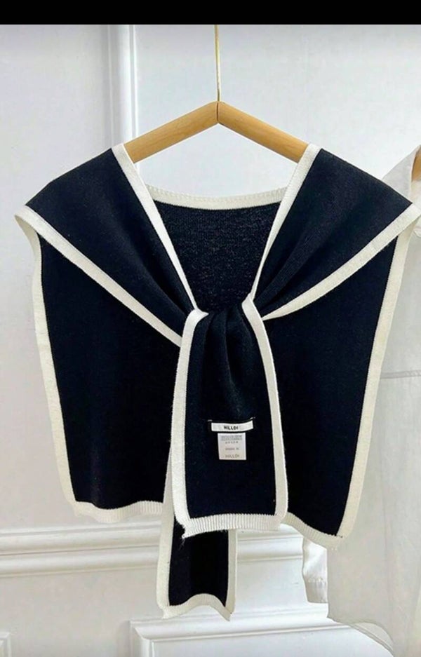 V-Neck Tie Cape - Black