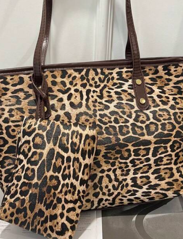 Leopard Print travel makeup tote - Brown