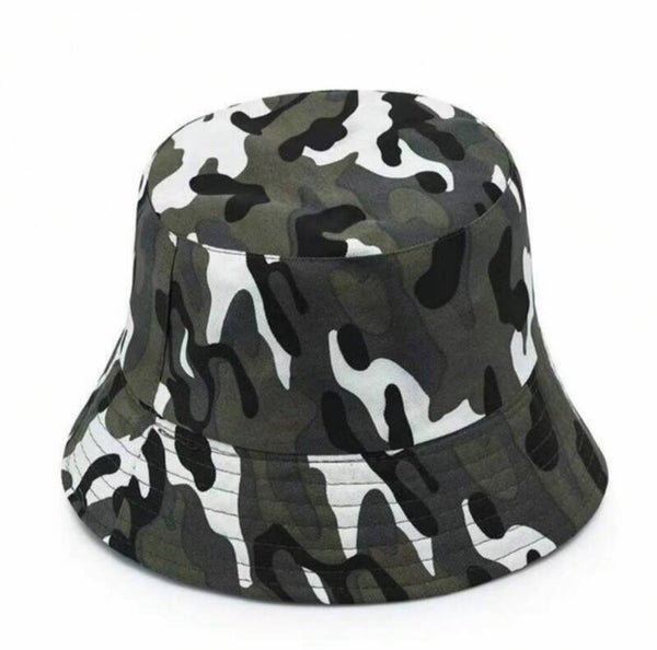 Bucket Hat -Black, White & Gray Camouflage