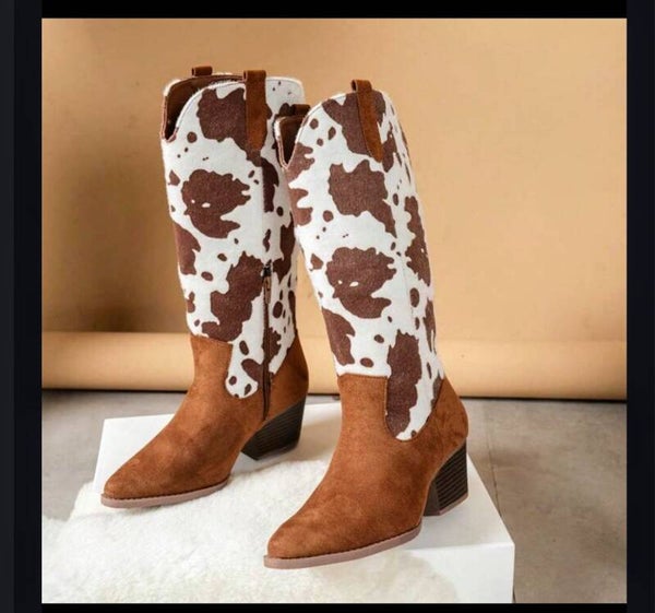 Cow Print Boots