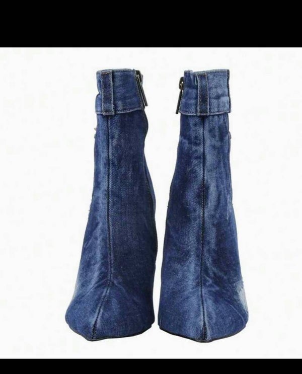 Dark Denim High Heel Ankle Boots