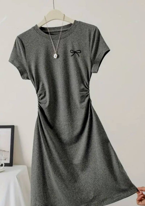 Casual chic T-shirt dress knee length - Dark Gray