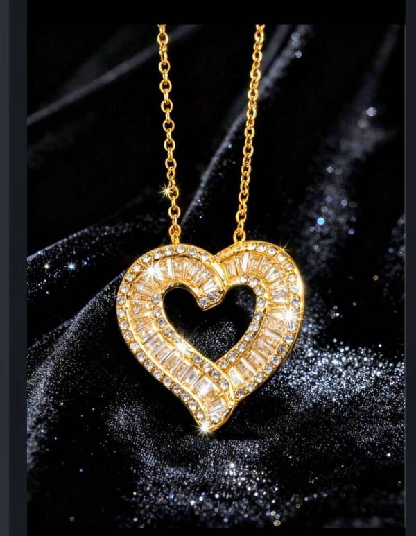 Hollow Heart Necklace - Gold