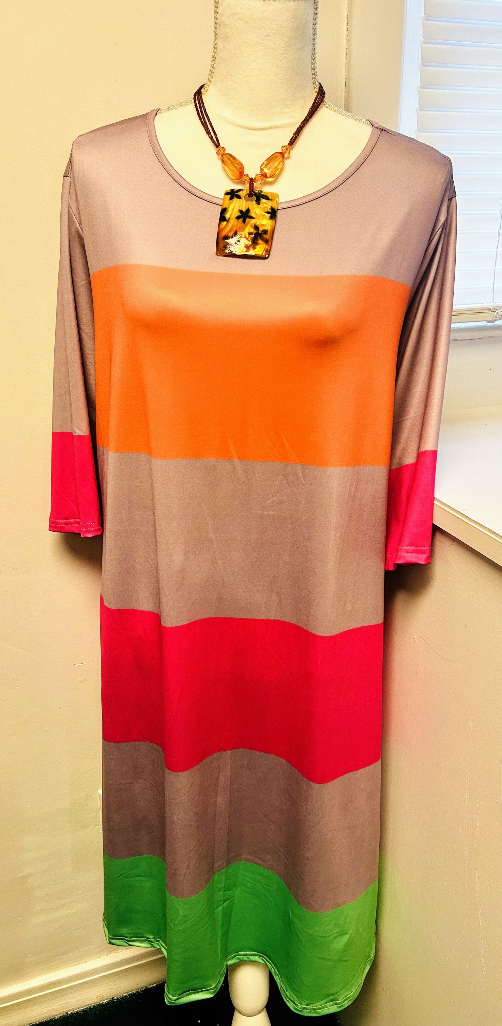 Multi-Color Round Neck Dress