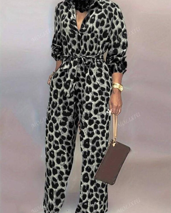 Jumper suit - Black Leopard Print