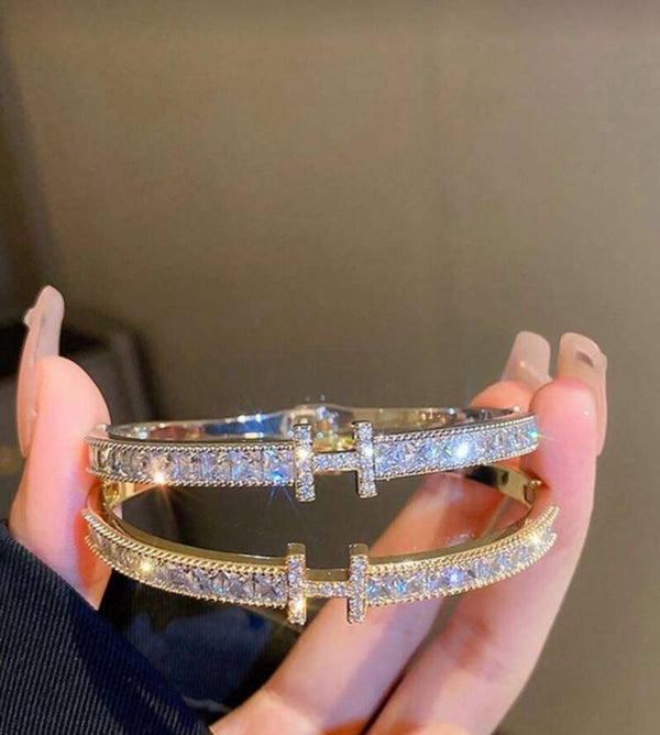 Letter H Bracelets - Crystal/Gold