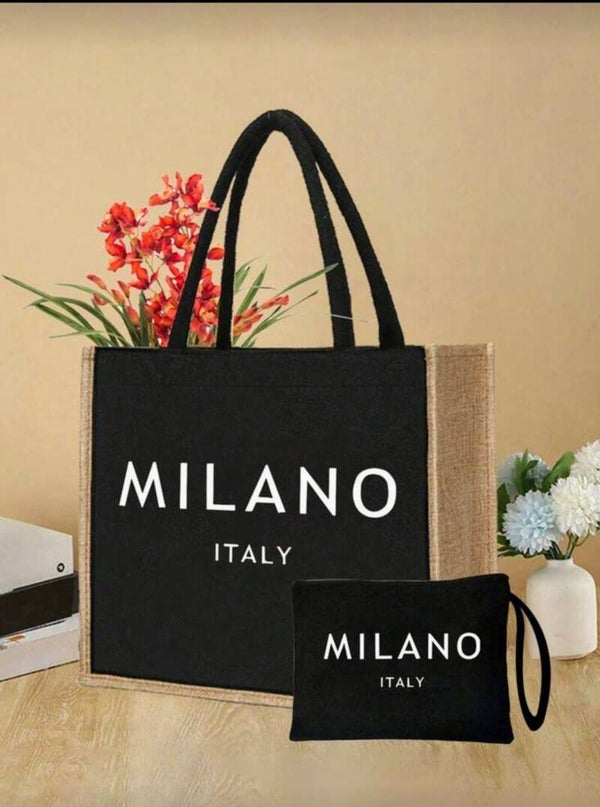 Milano Tote Bag with matching coin purse - Black