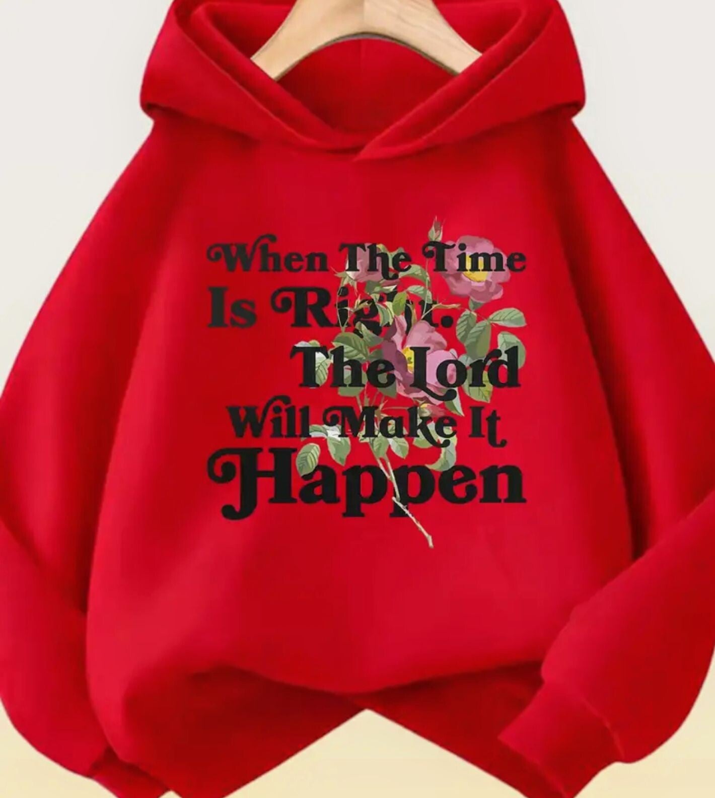 Ladies inspirational hooded sweatshirt - Red