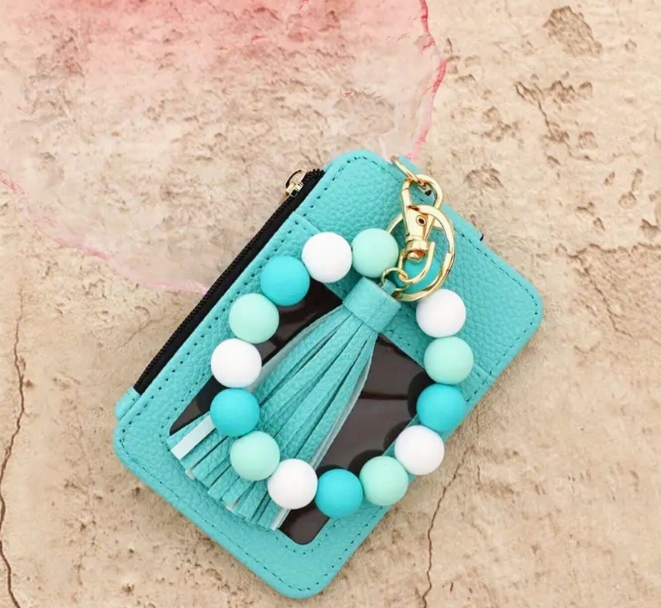 Small wrist wallet- Turquoise Blue