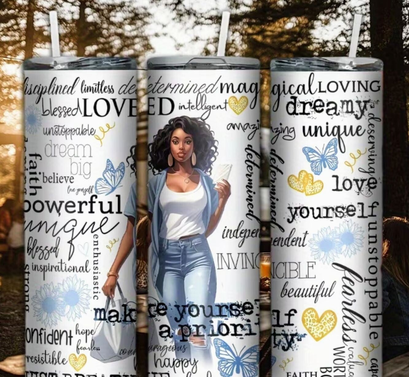 Inspirational Tumbler Cup w/Lid and Straw 20oz