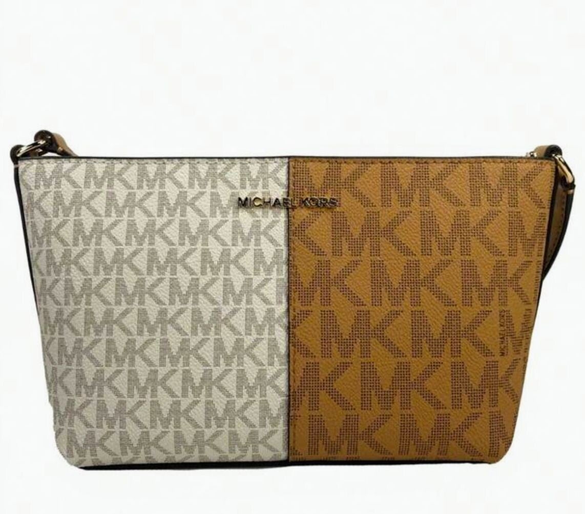 Michael Kors small jet set crossbody purse - White-Taupe