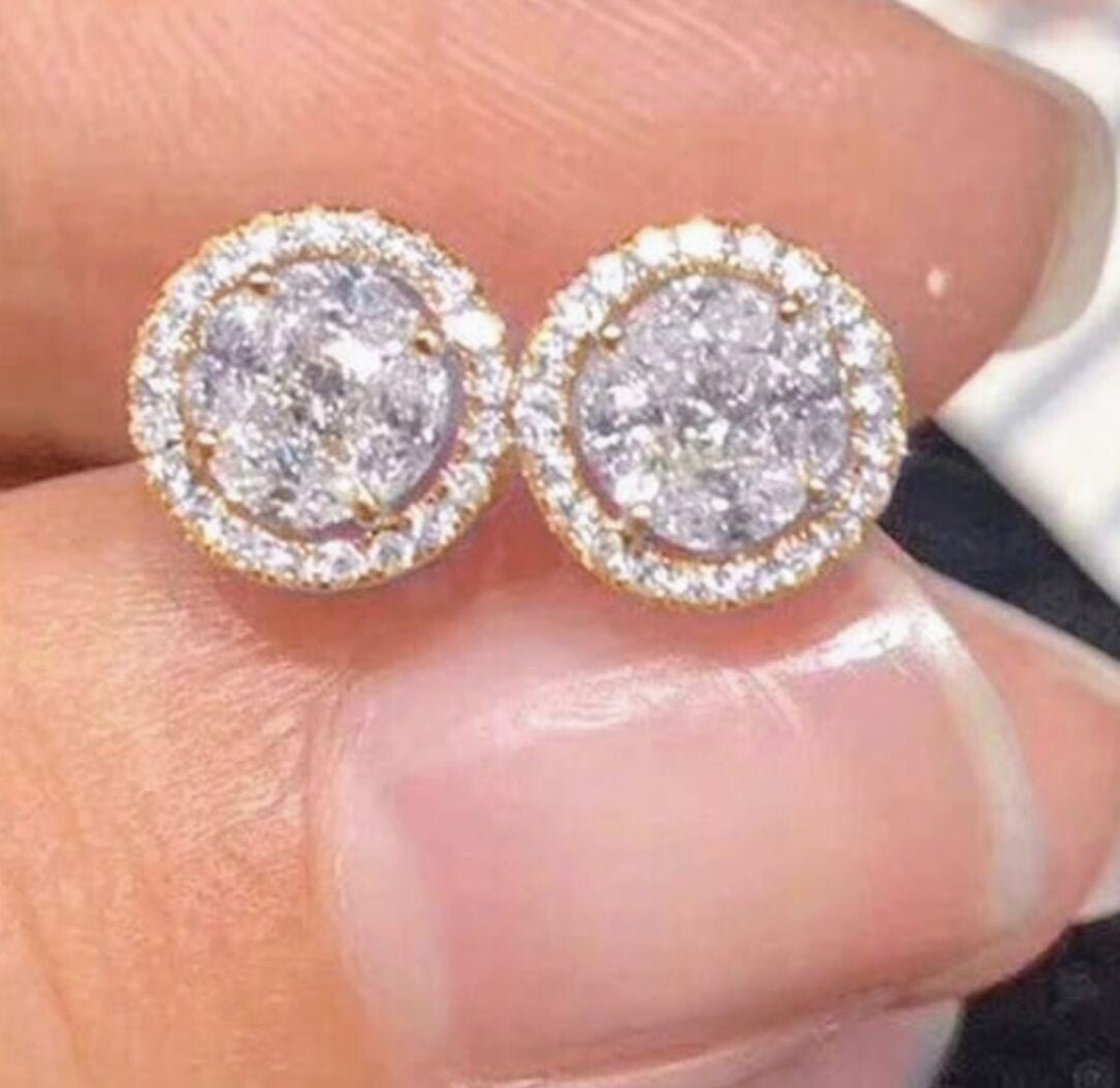 Fashion diamond stud earrings - Gold
