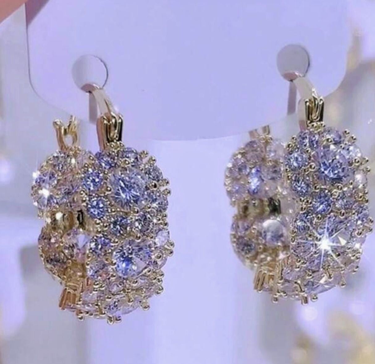 Rhinestone circle hoop earrings - Gold