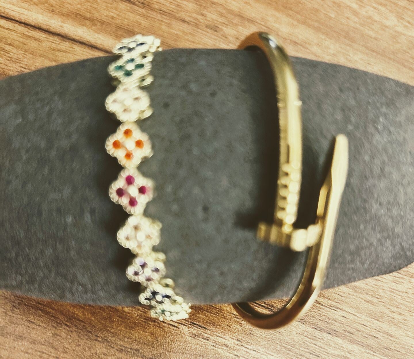 2pc rainbow clover and bracelet set - Gold