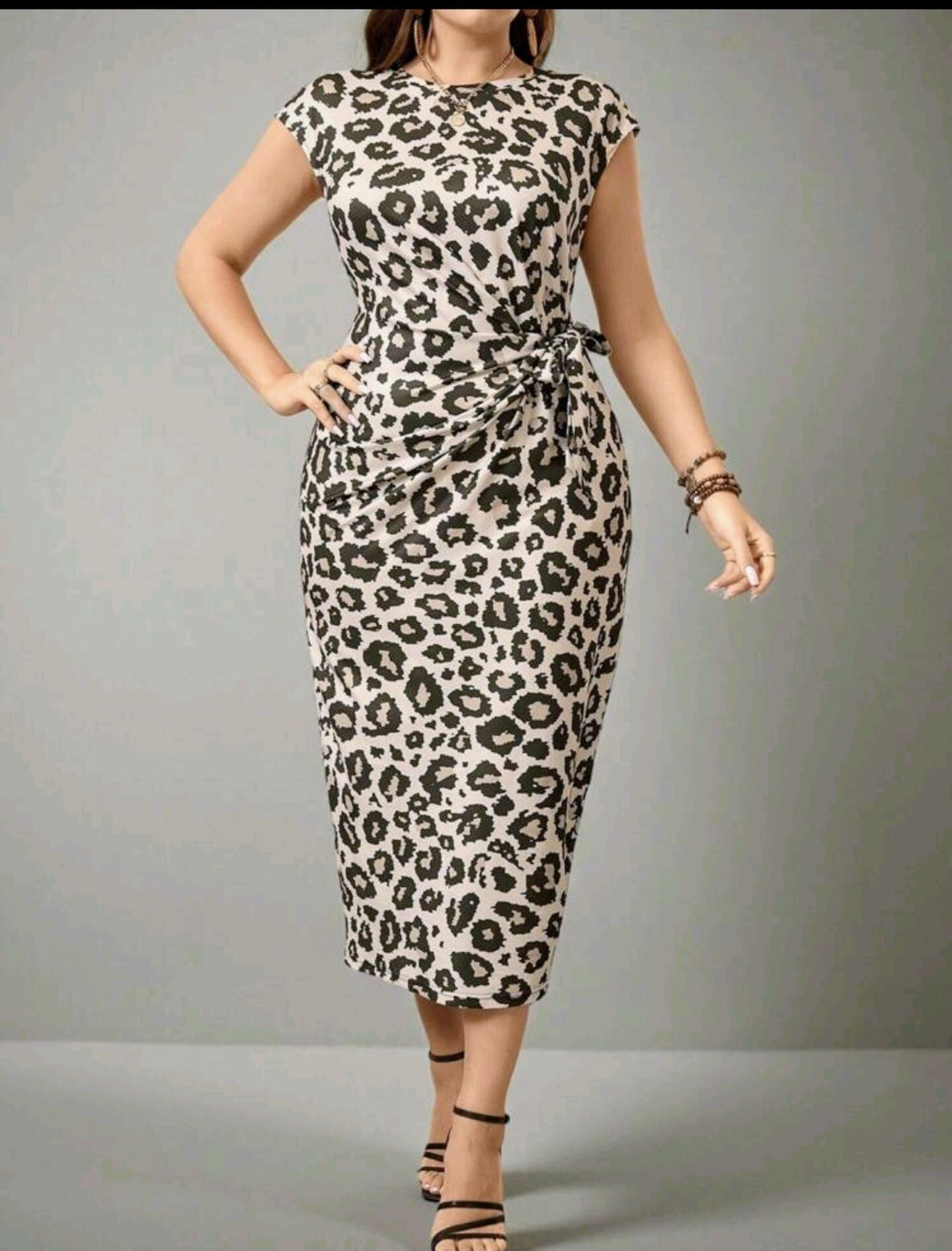 Leopard print true waist casual dress