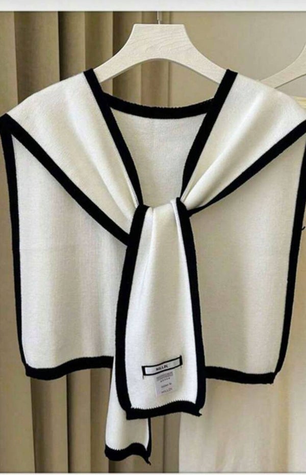 V-Neck Tie Cape - White