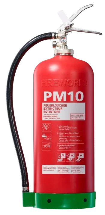 Feuerlöscher PM10-S6/FF-CH: 10 Jahre wartungsfrei, 100% Fluorfrei, 6 Liter Schaum, Löschkraft 27 A / 144 B / 25F
