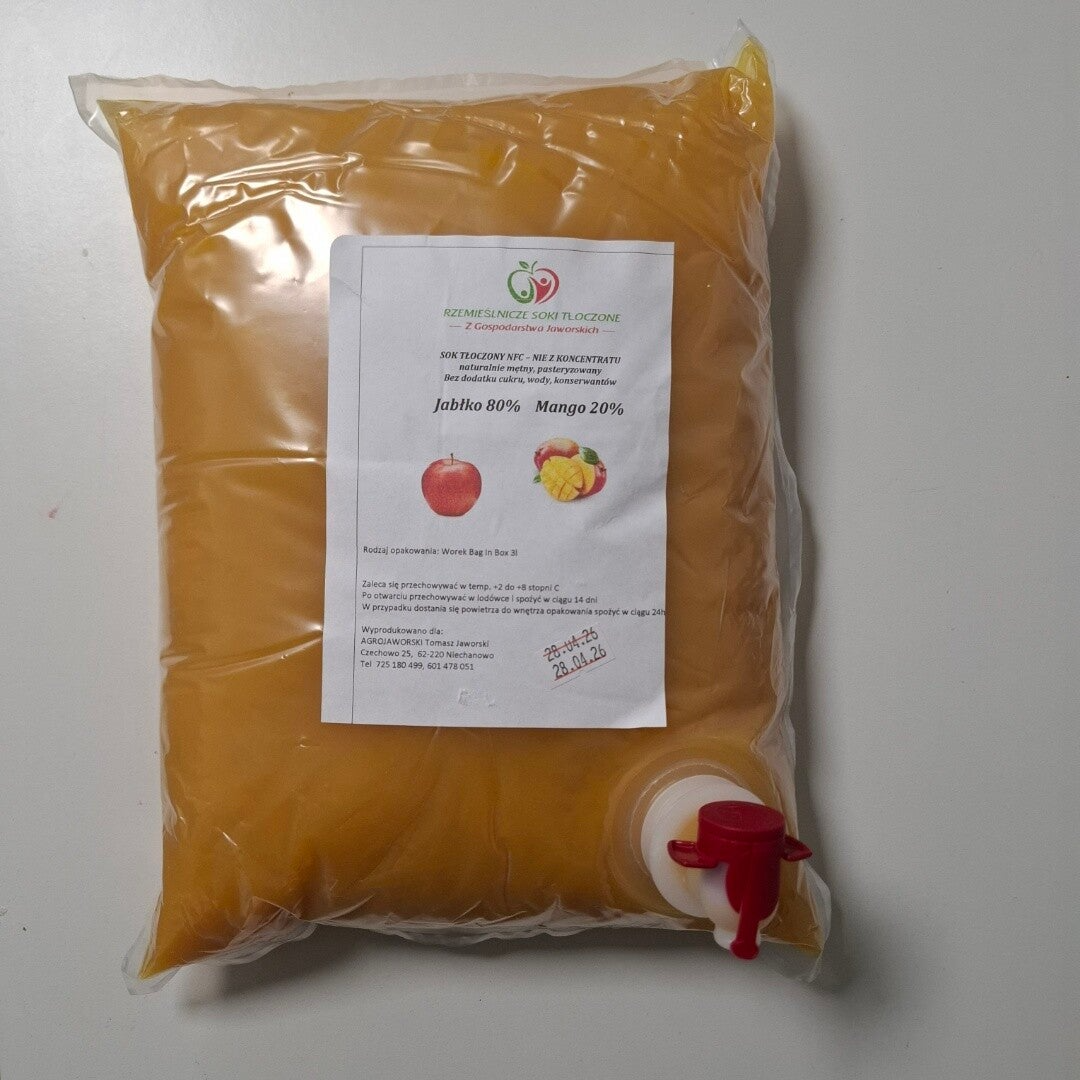 Sok tłoczony NFC Jabłko 80% + Mango 20% 3l