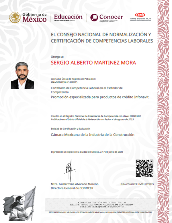 Certificado  en el Estándar de Competencia EC0903.02