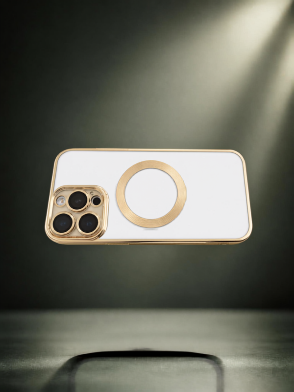 iPhone 16 MagSafe Coque Gold transparente en Silicone / iPhone 16 MagSafe Transparente Schockfeste Modelle
