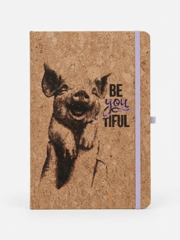Kork Notizbuch Glückliches Schwein