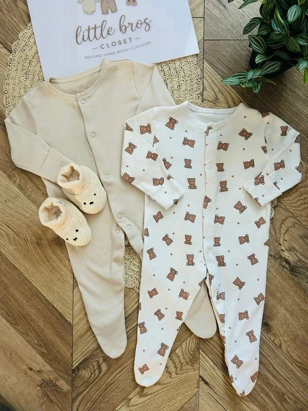 2 Rompers Met Slofjes 100 % katoen - Maat 62