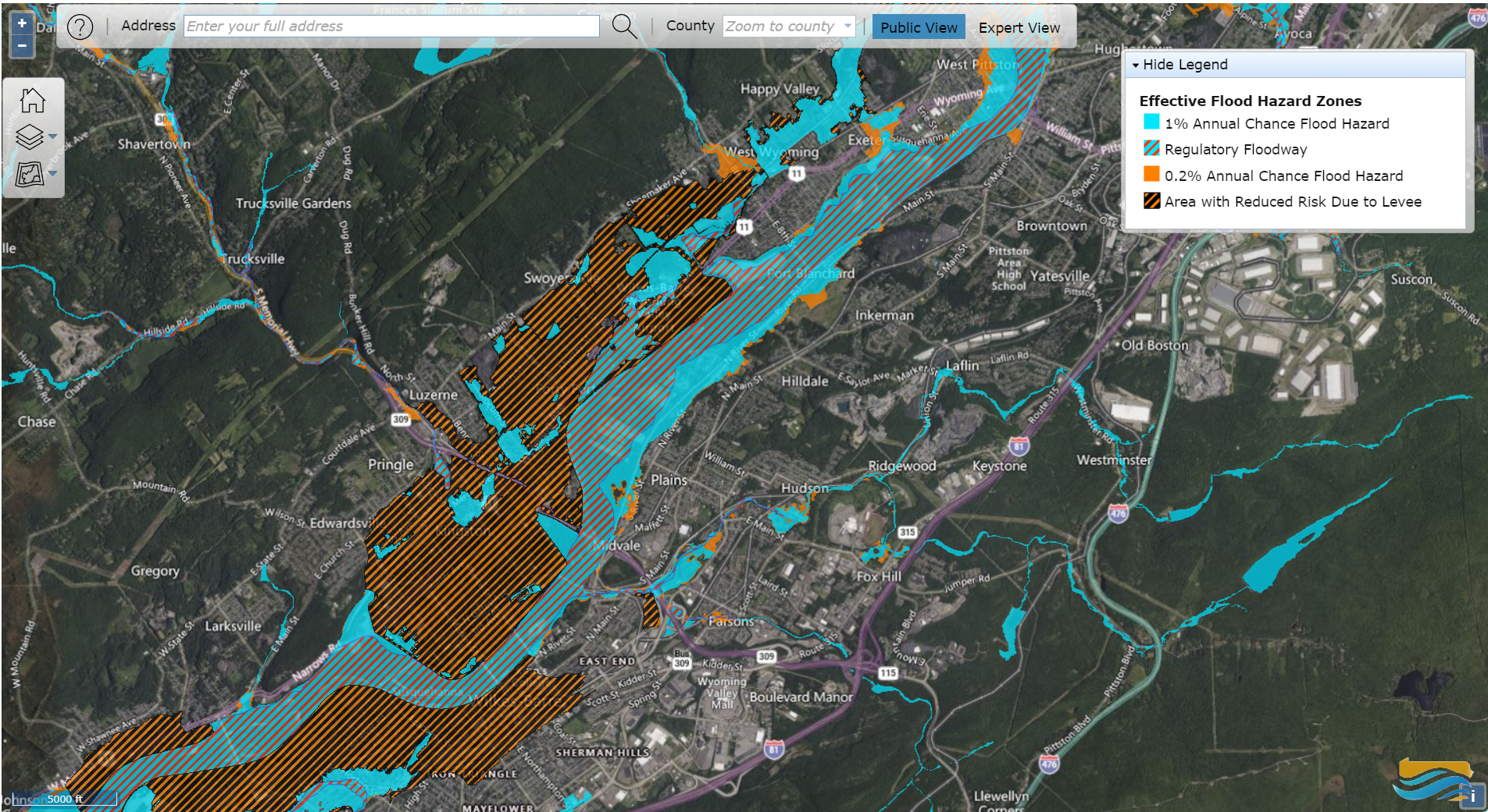 PA Flood Risk Tool uses data from sources such as FEMA, it is NOT the authoritative source for a final hazard determination. 