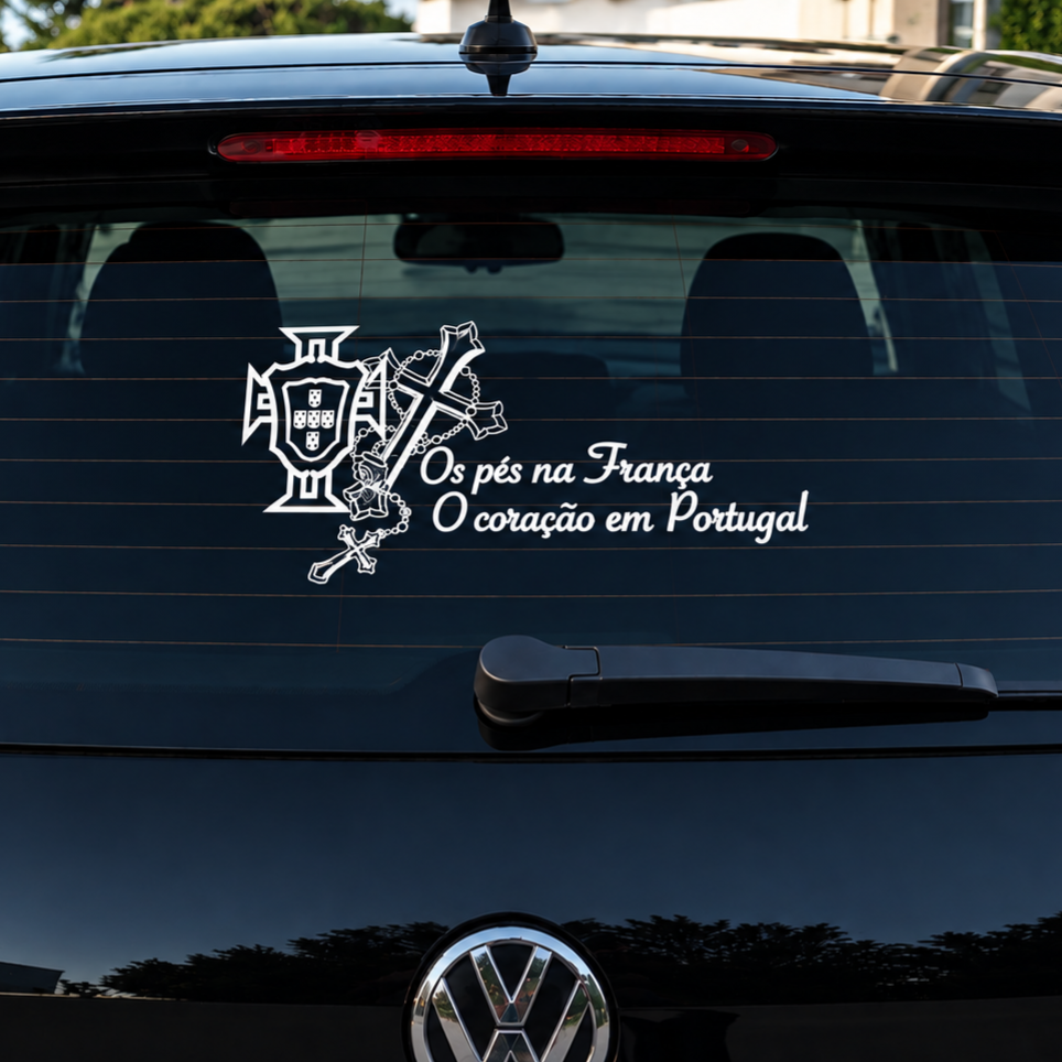 Stickers "Os pés na França o coração em Portugal" 25cm