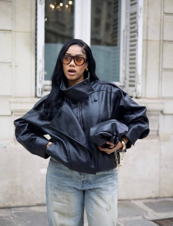 Women's Oversized Genuine Leather Biker Jacket | Custom Real Lambskin Bomber