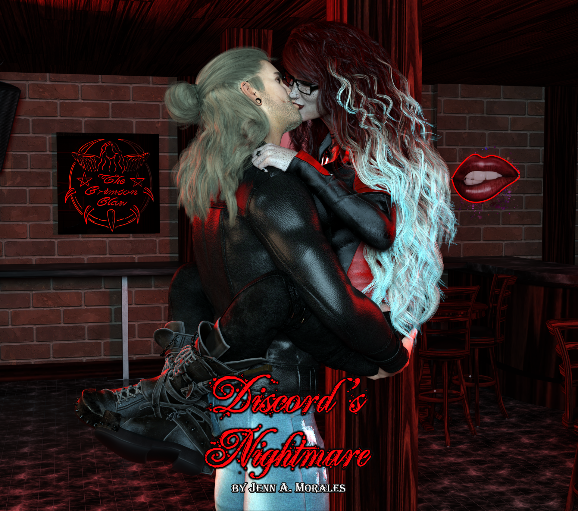 Discord and Mayhem Kissing in the Crimson Claw "Bar" after seeing each other for the first time in nearly 21 years.