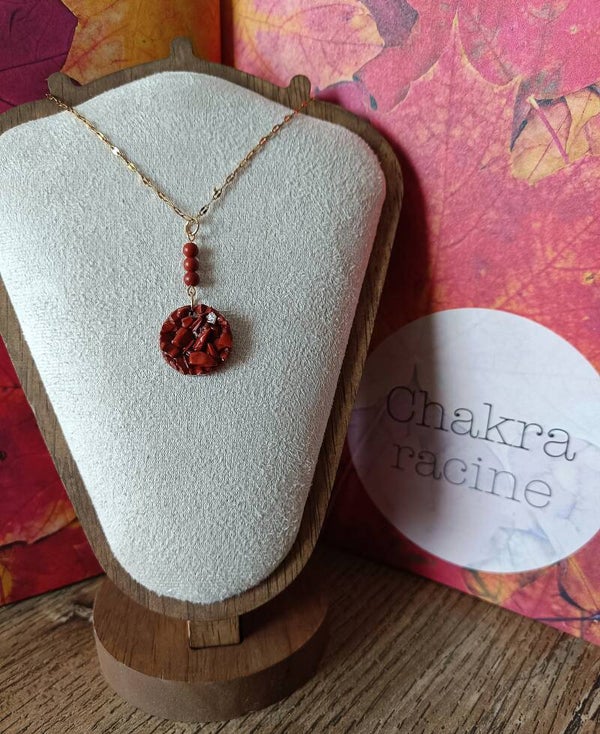 Collier Chakra Racine – Jaspe Rouge ❤️