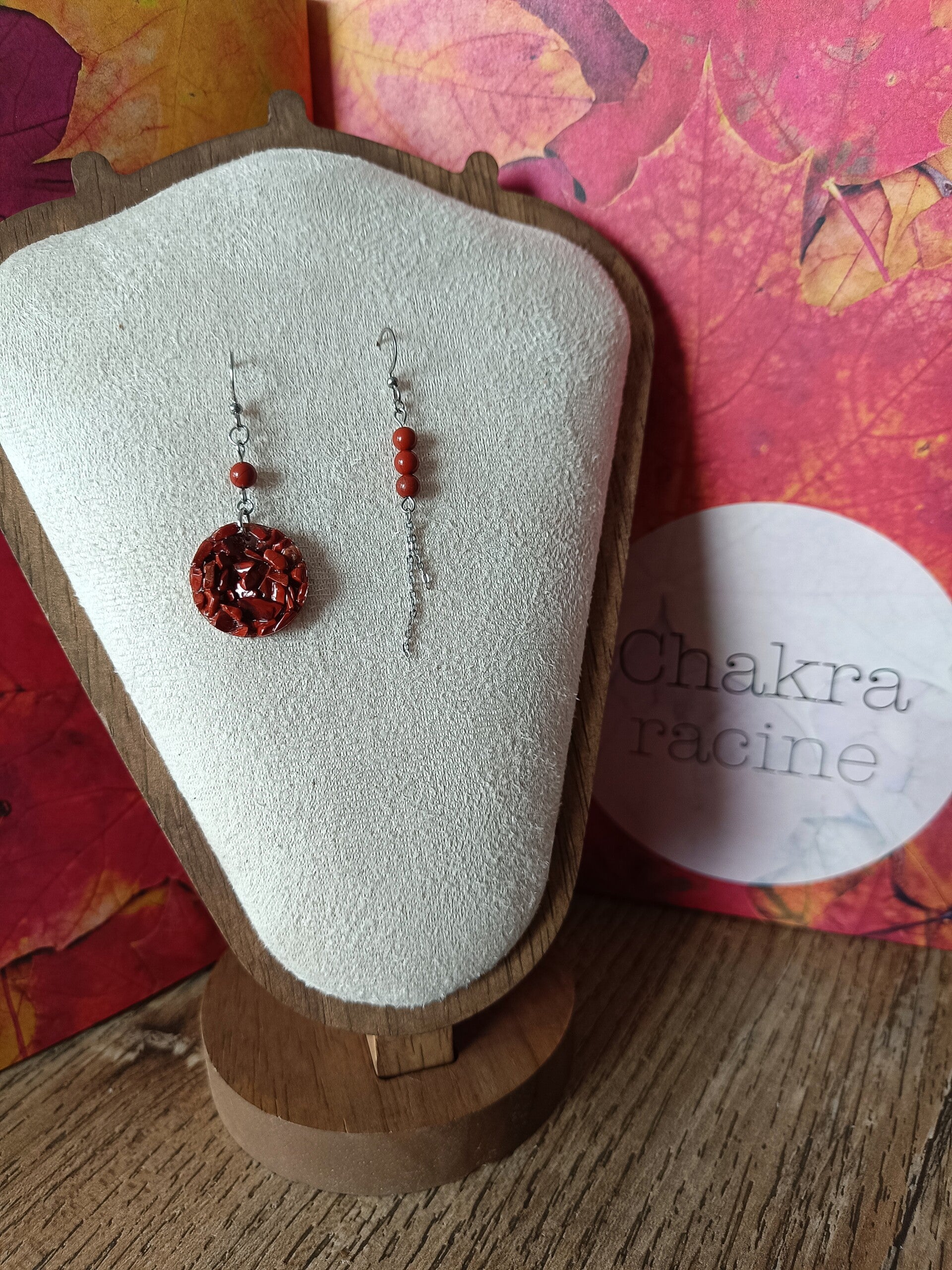 Boucles d’oreilles Chakra Racine – Jaspe Rouge ❤️