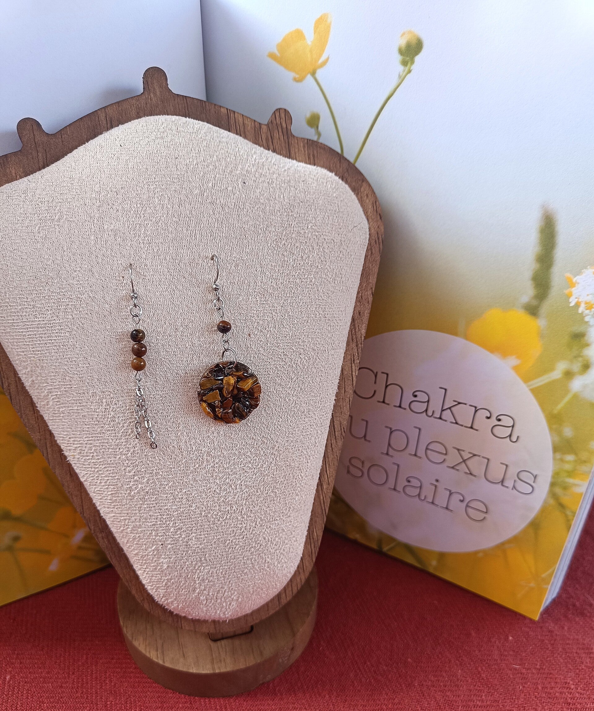 Boucles d’oreilles Chakra Plexus Solaire – Œil de Tigre 💛