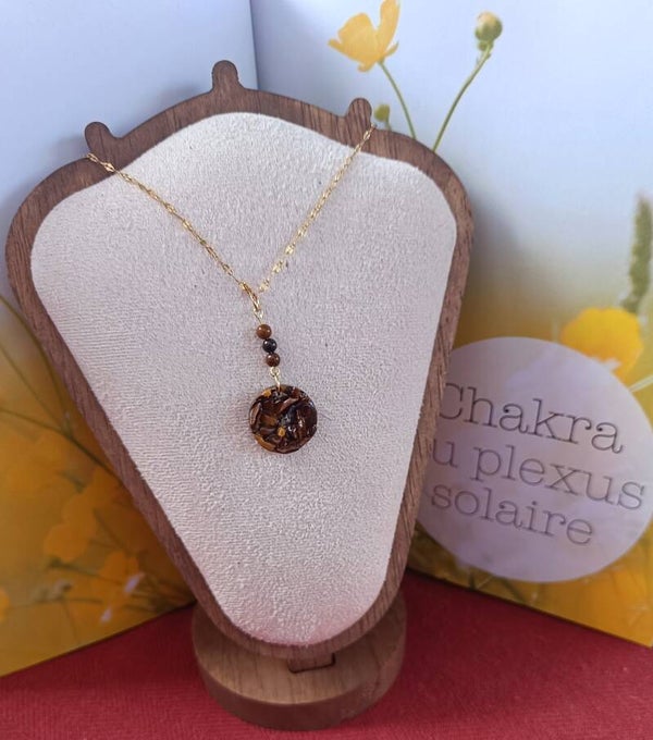 Collier Chakra Plexus Solaire – Œil de Tigre 💛