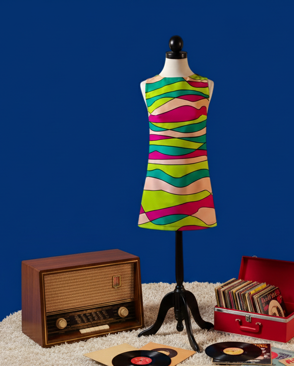 Retro stripes dress green