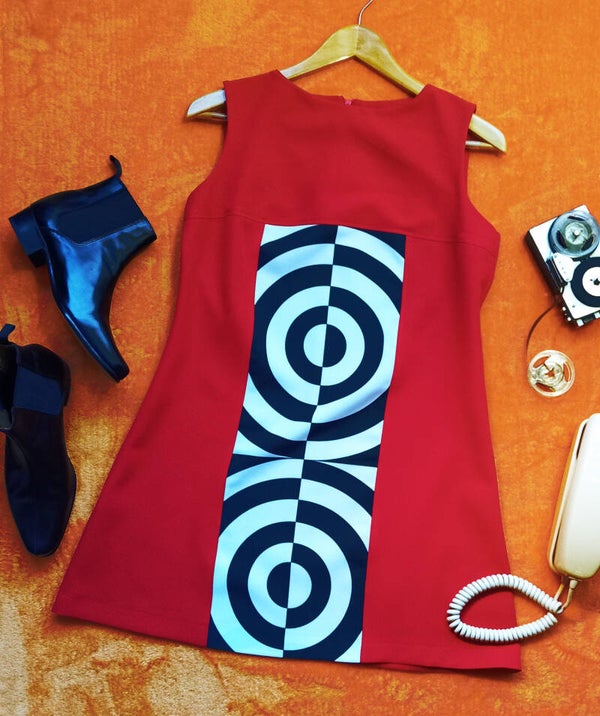 Red Op Art dress M