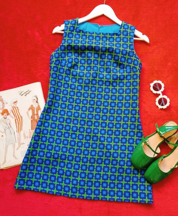 Vestido S Azul Verde