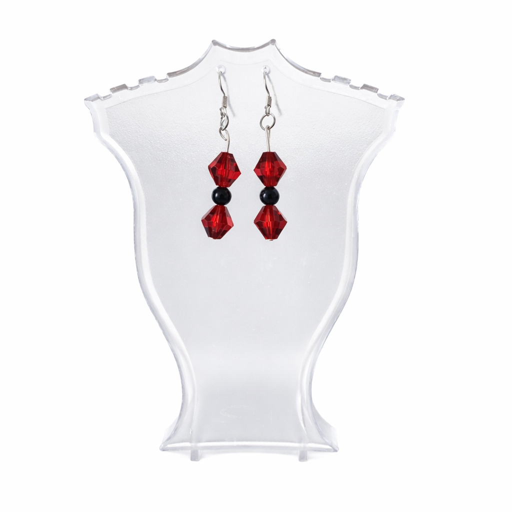 Red and black beaded earrings
