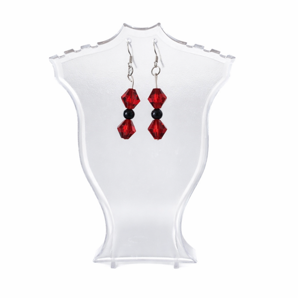 Red and black beaded earrings