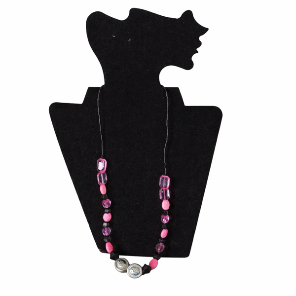 Pink and black bead necklace
