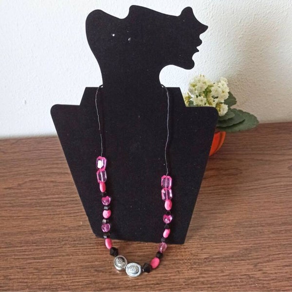 Pink and black bead necklace