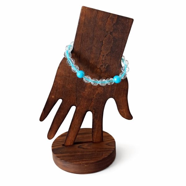 Bracelet in transparent and blue beads