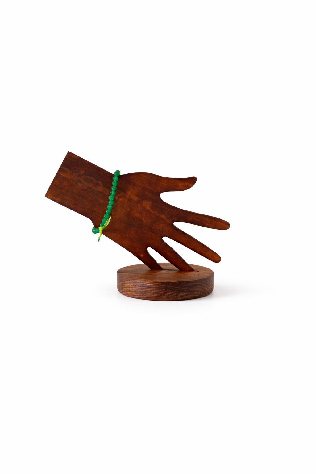 Green Jade Stone Bead Bracelet - 15 Cm