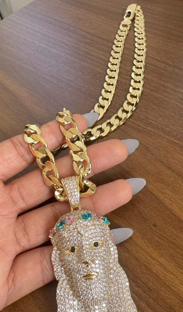 Cadena con cara de cristo grande