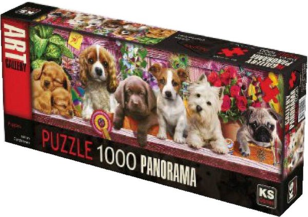 PUPPY'S, panorama puzzel, 1000 stukjes, 96 x 34 cm.