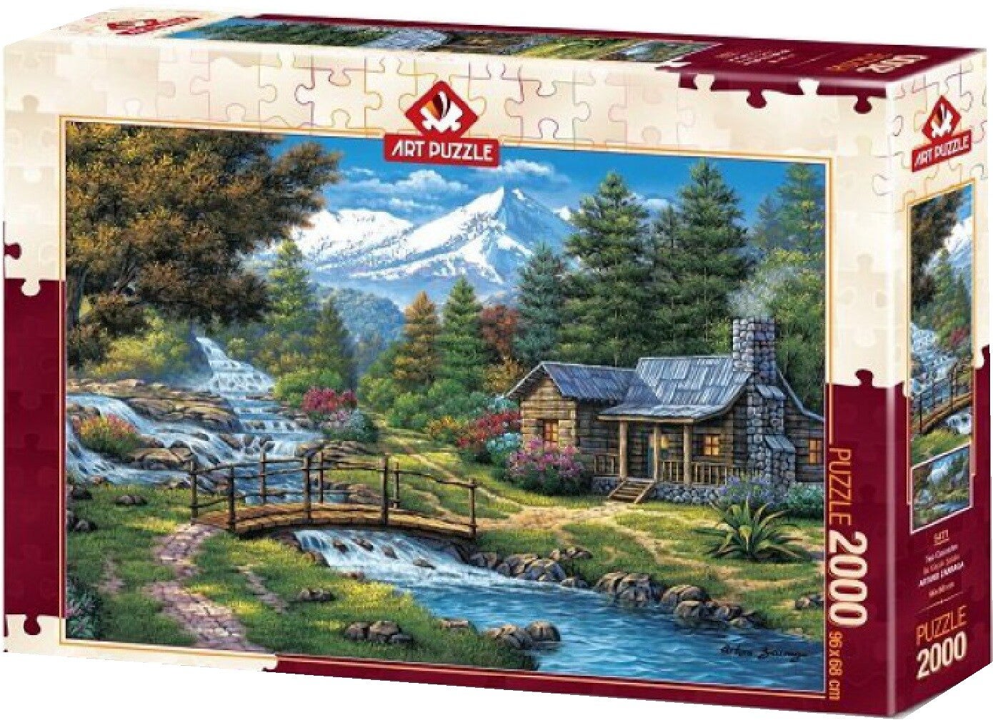 TWO-CASCADES, twee watervallen, 2000 stukjes, 96x68cm.