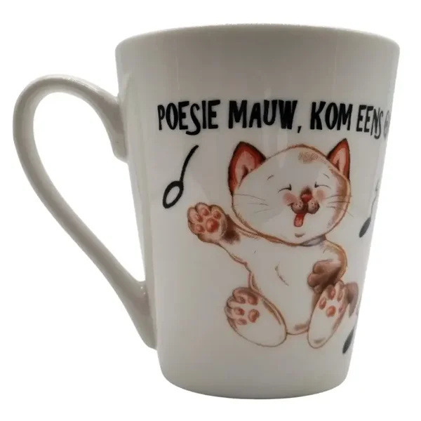kinderliedjes-mok  Poessie Mauw, 350 ml.