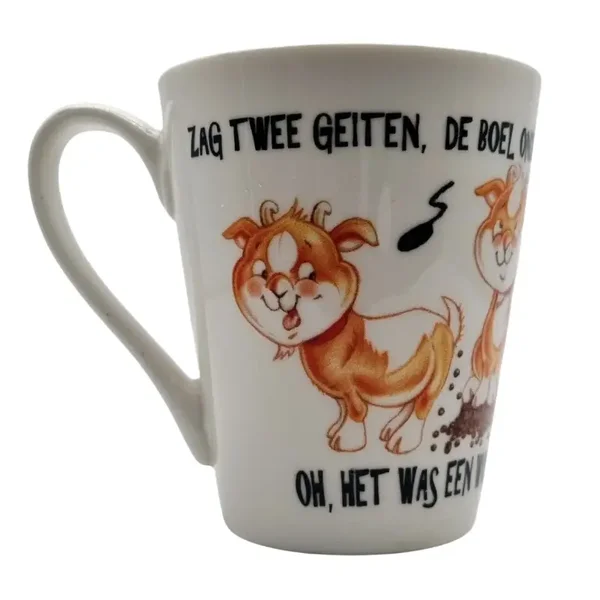 kinderliedjes-mok  Zag Twee Geiten, 350 ml.